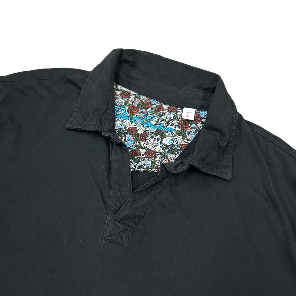 Robert Graham Polo‎ Shirt Men's Large Classic Fit Cotton Modal Blend Soft Black